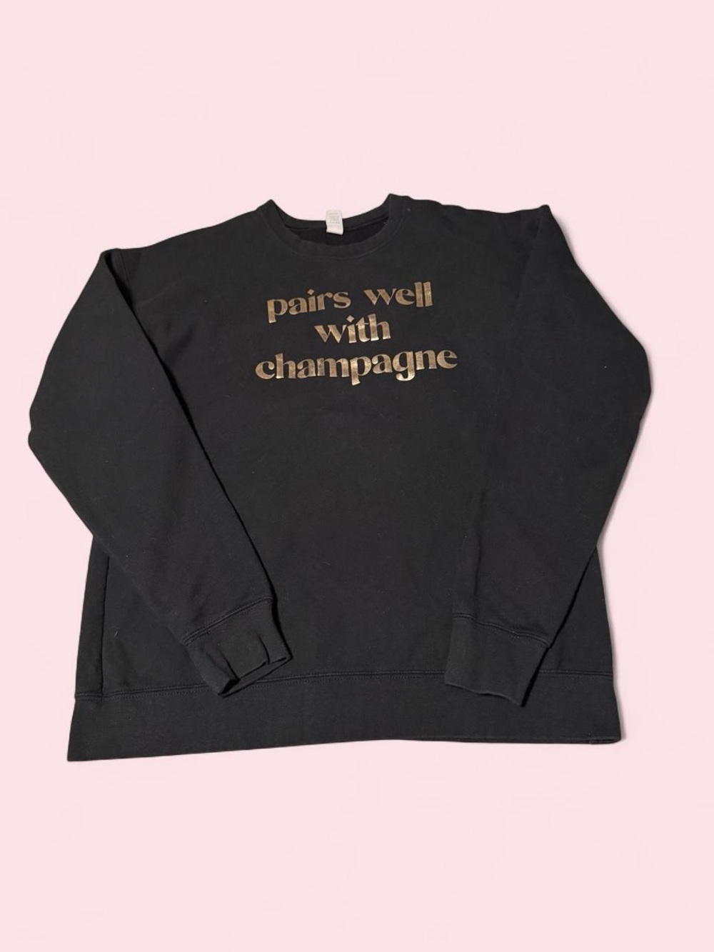 Boutique Black Crewneck Sweatshirt - pairs well with champagne